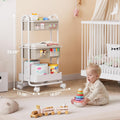 Baby Diaper Caddy Organizer Cart - 3 Tier Rolling Storage Cart with Wheels, Baby Essentials for Nursery Storage, Detachable Dividers - for Crib, Bedroom, Art & Craft Organizer