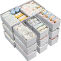 18 Pack Drawer Organizer for Clothes, Underwear Organizer, Grey