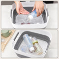 Collapsible Baby Bottles Wash Basin, Foldable Wash Tub with Drain Plug for Infant Essentials, Bottles, Breast Pump, Kitchen, Camping, and Travel Use