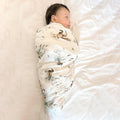 Muslin Swaddle Blankets Unisex, Baby Swaddling Wrap Nursery Neutral Receiving Blanket for Boys & Girls, 70% Viscose from Bamboo and 30% Cotton, Large 47 X 47 Inches Mallard Duck/Olive Green