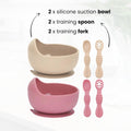 6 Piece Bowls & Training Spoons Self Feeding Set, 100% Food Grade Silicone, Non-Slip Bowl and Utensils for Led Weaning, BPA Free
