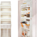 Door Hanging Storage Organizer,With 3 Bins 1 Movable Baby Diaper Caddy,1 Large Capacity Diaper Stacking Storage Organizer,10 Side Pockets,Bedroom Door Storage for Nursery Baby Essentials. (Beige)