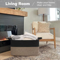 75L Extra Large Woven Blanket Basket, 22" X 17" X 12", Black Jute