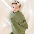 Muslin Swaddle Blankets Unisex, Baby Swaddling Wrap Nursery Neutral Receiving Blanket for Boys & Girls, 70% Viscose from Bamboo and 30% Cotton, Large 47 X 47 Inches Mallard Duck/Olive Green