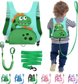 3 in 1 Toddler Harness Leash + 8.2Ft anti Lost Wrist Link, Cute Dinosaur Kids Safety Harness Tether with Key Lock, Child Protective Leashes While Walking for Outdoor Activity Keep Kids Close