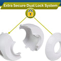 Child Safety Door Knob Cover (4 Pack) Hard-To-Remove Dual-Lock Door Handle Covers for Kids - Reusable Baby Proof Door Knob Locks - Installs Easily, No Tools Needed (White)
