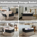 75L Extra Large Woven Blanket Basket, 22" X 17" X 12", Black Jute