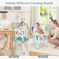 7 in 1 Baby High Chair, Convertible Highchair for Babies and Toddlers, Infant Dining Booster Seat, Building Block Table, Kids Stool Table Chair Set with Removable Tray … (Baby Blue)