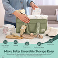 Baby Diaper Caddy Organizer, Baby Organizers and Storage for Changing Table, Babies Shower Gift Basket for Boy &Girl, Nursery Essentials Car Caddy Organizer with Handle, Green Diaper Basket