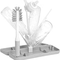 On-The-Go Drying Rack and Brush Set, Includes Travel Case and Bottle Brush for Compact Storage, Holds up to 8 Bottles, Baby Travel Accessories, Gray