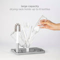 On-The-Go Drying Rack and Brush Set, Includes Travel Case and Bottle Brush for Compact Storage, Holds up to 8 Bottles, Baby Travel Accessories, Gray
