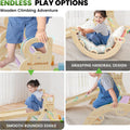Pikler Triangle Set with Cushion, Wooden Climbing Toys for Toddler