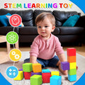 Magnetic Building Blocks, 1.65 Inch Large Magnetic Stacking Cubes for Toddlers, Sensory & Montessori Toys for Boys & Girls 1 2 3 Years Old (12 PCS)