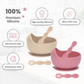 6 Piece Bowls & Training Spoons Self Feeding Set, 100% Food Grade Silicone, Non-Slip Bowl and Utensils for Led Weaning, BPA Free