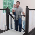 Top of Stairs Expanding Metal Baby Gate – Hardware-Mounted for Stairs, Hallways & Doors, Adjustable 27”-42” Wide, Pet & Dog Gate, Black