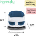 Baby Base 2-In-1 Booster Feeding and Floor Seat with Self-Storing Tray - Night Sky