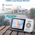 VM819-2 Baby Monitor, 2.8” Screen, 2 Cameras, 1000Ft Range, Night Vision, 2-Way Audio, Temperature Sensor, Lullabies, Secured Transmission No Wifi