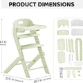 Fully Washable Baby High Chair, 220 LBS Convertible Growing High Chairs for Babies, Toddlers & All Ages, with Soft Cushion, Adjustable Seat & Tray, Grey