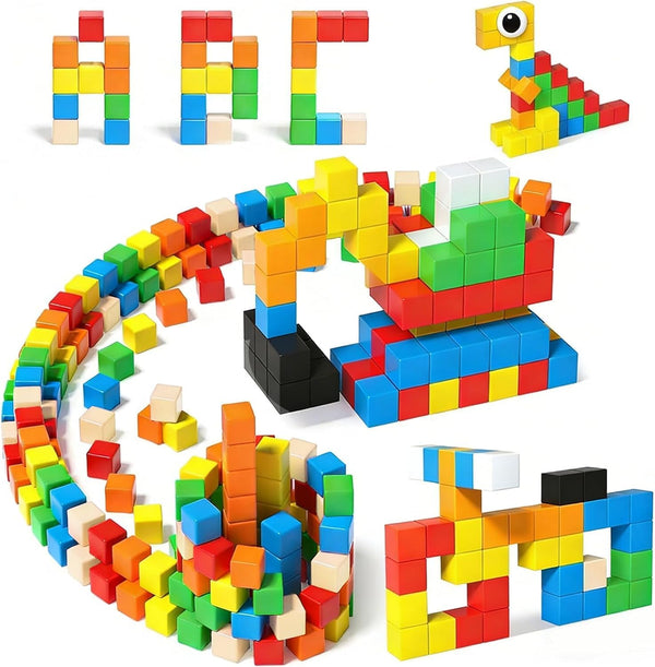 Magnetic Cubes 56PCS - Magnetic Building Blocks for 3 4 5 6 7 8 Year Old Boys Girls, Magnet Blocks Building Cubes Preschool STEM Sensory Learning Toys Birthday for Kids 3 4 5+