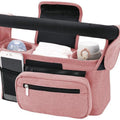 Universal Stroller Organizer with Insulated Cup Holder Detachable Phone Bag & Shoulder Strap, Strollers,Fits for Uppababy Baby Jogger Britax Strollers,New Moms Baby Gifts (Pink)