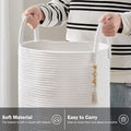 Cotton Rope Laundry Hamper Basket, 72L Tall Woven Clothes Hamper
