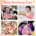 Baby Girls Toys 0-6 Months Musical Stuffed Caterpillar Pink Toys for Infant 0-3 3-6 Months Tummy Time Sensory Toy with Mirror Crinkle Rattle Birthday Baby Gifts for 2 3 4 5 6-12 Newborn