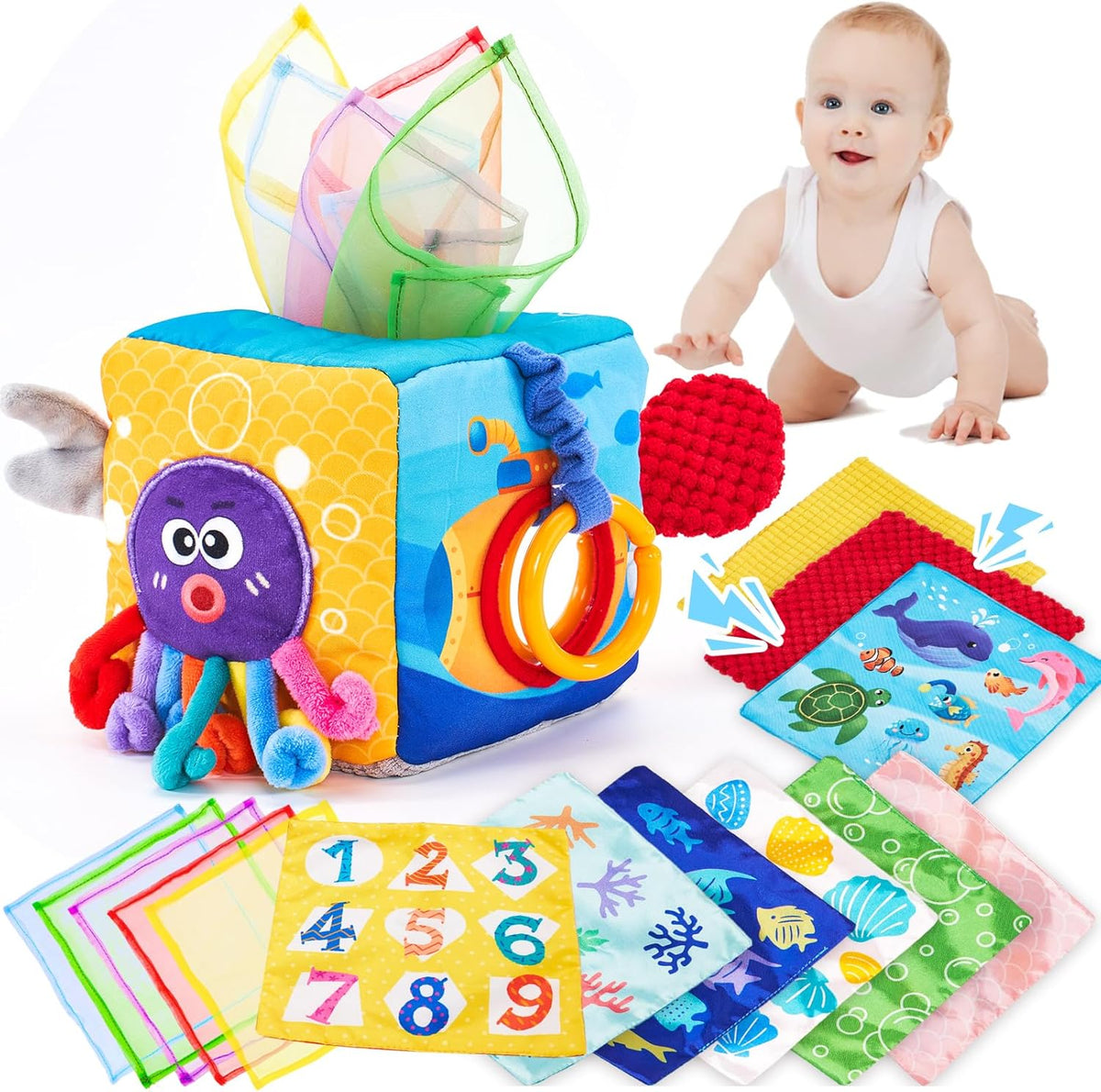 Baby Tissue Box Toy for 6-12 Months
