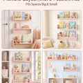 Pink Nursery Shelves for Wall, Solid Pine Wooden Floating Shelves