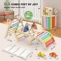 Pikler Triangle Set with Cushion, Wooden Climbing Toys for Toddler