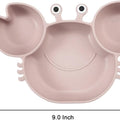 Silicone Plate & Cup Set + Baby Self Feeding Utensil, Divided Suction Plate, Crab Pink