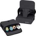 Feed 'N Fold Travel Feeding Booster - Lightweight, Compact & Portable with Carry Strap, Ample Storage & Secure Harness for Baby and Toddler Mealtimes - Mineral Graphite