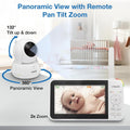 VM924 Pan & Tilt Video Baby Monitor, 5" LCD Screen, up to 17 Hrs Video Battery Life, Plug & Play, 1.33X Zoom, Night Vision, up to 1000Ft Range, Soothing Sounds, 2-Way Talk, Secured Transmission