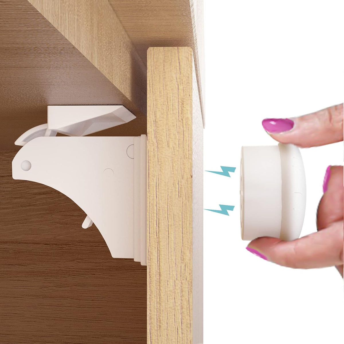 12 Pack Child Safety Magnetic Cabinet Locks with 2 Keys, No Drill Baby Proofing Drawer Locks for Baby Safety, Invisible Adhesive Magnetic Cupboard Locks for Kitchen Cabinet and Drawers