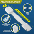 Child Safety Locks (10-Pack)- No Tools or Drilling -Adjustable Size/Flexible -Adhesive Furniture Latches for Cabinets, Drawers, Appliances, Toilet Seat, Fridge, Oven & More (White)
