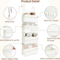 over the Door Organizer 4 Pockets Hanging behind Door Storage, White