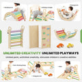 Pikler Triangle Set with Cushion, Wooden Climbing Toys for Toddler