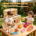 Wooden Play Food, Montessori Toy Food with Pizza Toy, Easter Eggs