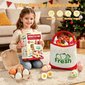 Wooden Play Food, Montessori Toy Food with Pizza Toy, Easter Eggs