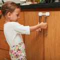 Child Safety Locks (10-Pack)- No Tools or Drilling -Adjustable Size/Flexible -Adhesive Furniture Latches for Cabinets, Drawers, Appliances, Toilet Seat, Fridge, Oven & More (White)