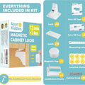 12 Pack Child Safety Magnetic Cabinet Locks with 2 Keys, No Drill Baby Proofing Drawer Locks for Baby Safety, Invisible Adhesive Magnetic Cupboard Locks for Kitchen Cabinet and Drawers