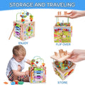 Wooden Activity Cube | Montessori Toys for 1 2 3 Year Old Toddler Gifts