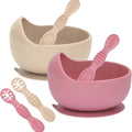 6 Piece Bowls & Training Spoons Self Feeding Set, 100% Food Grade Silicone, Non-Slip Bowl and Utensils for Led Weaning, BPA Free