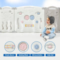 14-Panel Baby Playpen with Lockable Gate, Grey & White