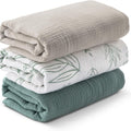 Muslin Swaddle Blankets for Newborn, 3 Pack Breathable Soft Receiving Blanket, Large 38 X 40 Inches Swaddle Wrap Burping Clothes Diapers, Essentials Infant Shower Items, Toddler Gift (Bright Colors)