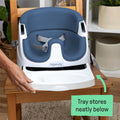 Baby Base 2-In-1 Booster Feeding and Floor Seat with Self-Storing Tray - Night Sky