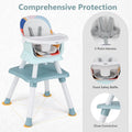 7 in 1 Baby High Chair, Convertible Highchair for Babies and Toddlers, Infant Dining Booster Seat, Building Block Table, Kids Stool Table Chair Set with Removable Tray … (Baby Blue)