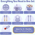Silicone Baby Feeding Set, 14PCS, Silicone Bibs Baby Plates and Bowls Set