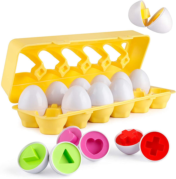 Matching Eggs 12 Pcs Set Color & Shape Recoginition Sorter Puzzle