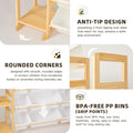Toy Storage Organizer, 4-Tier with 6 Storage Cubbies and 12 Bins Bedrooms Living Rooms Nursery and Playrooms Kids Bin Shelf 3-In-1 Bookshelf Smooth Rounded Edges 2 Size Bins 4 Large 8 Small