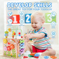Wooden Activity Cube | Montessori Toys for 1 2 3 Year Old Toddler Gifts